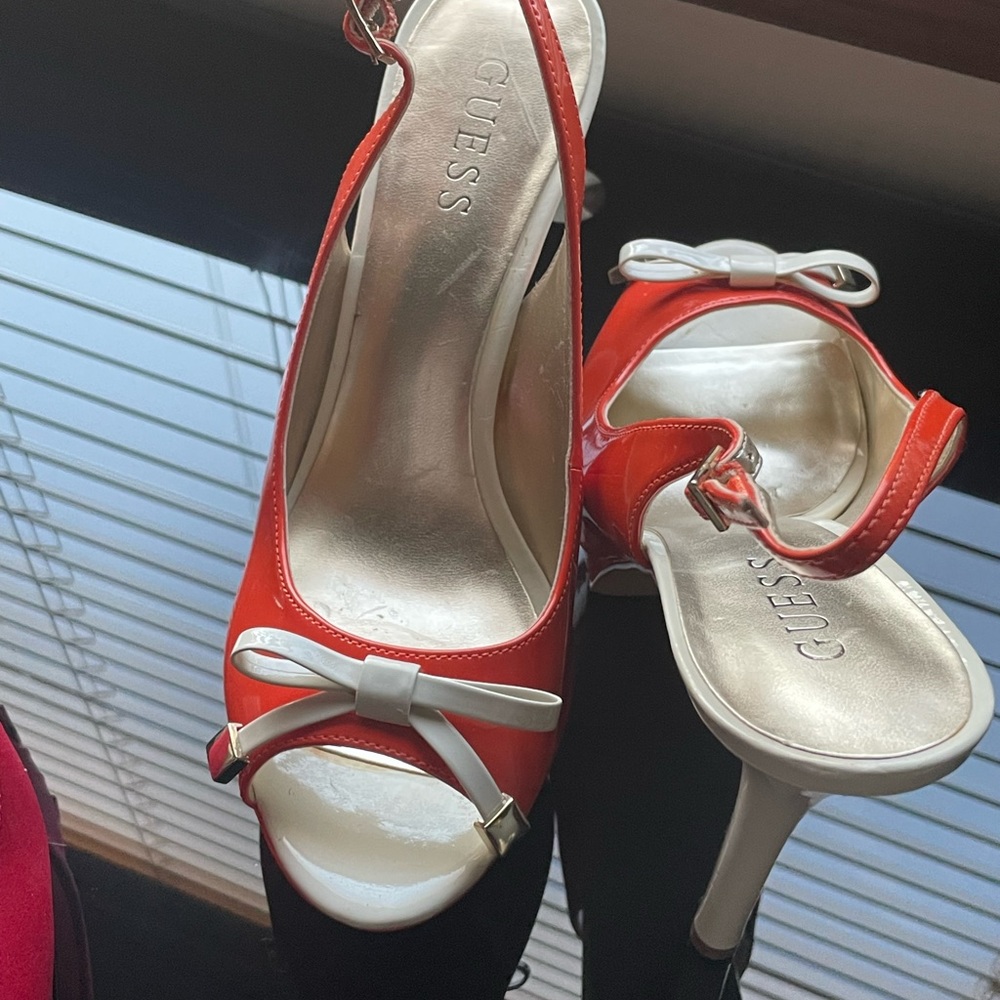 Orange and cream slingback